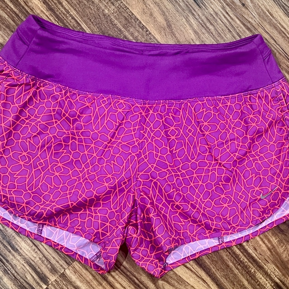 Nike Women's Purple and Orange Athletic Shorts